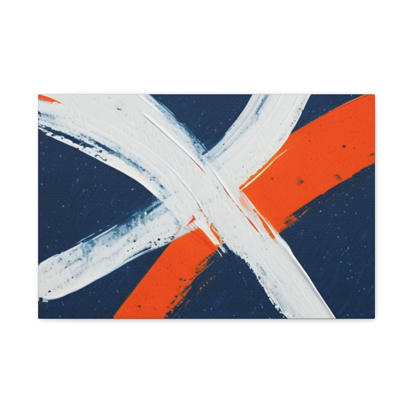 Abstract Navy & Orange Brushstroke Canvas