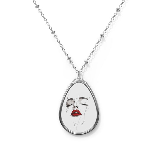 Elegant Oval Necklace with Artful Design, Minimalist Jewelry, Gift for Her, Statement Necklace, Unique Pendant, Fashion Accessory