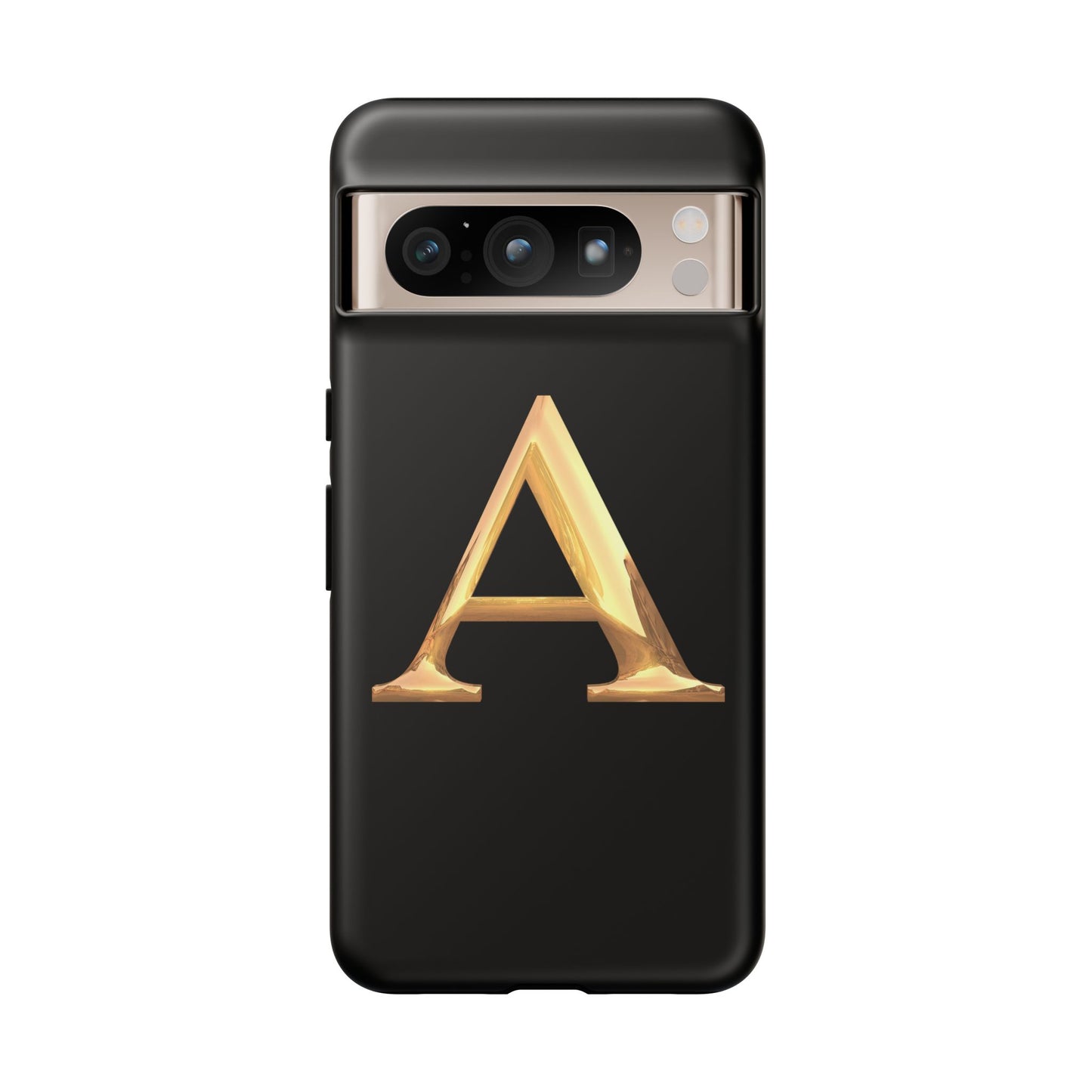 Custom Phone Case with Gold Letter A, Monogrammed Gift, Tough Protective Case, Personalized Phone Accessory, Unique Phone Cover