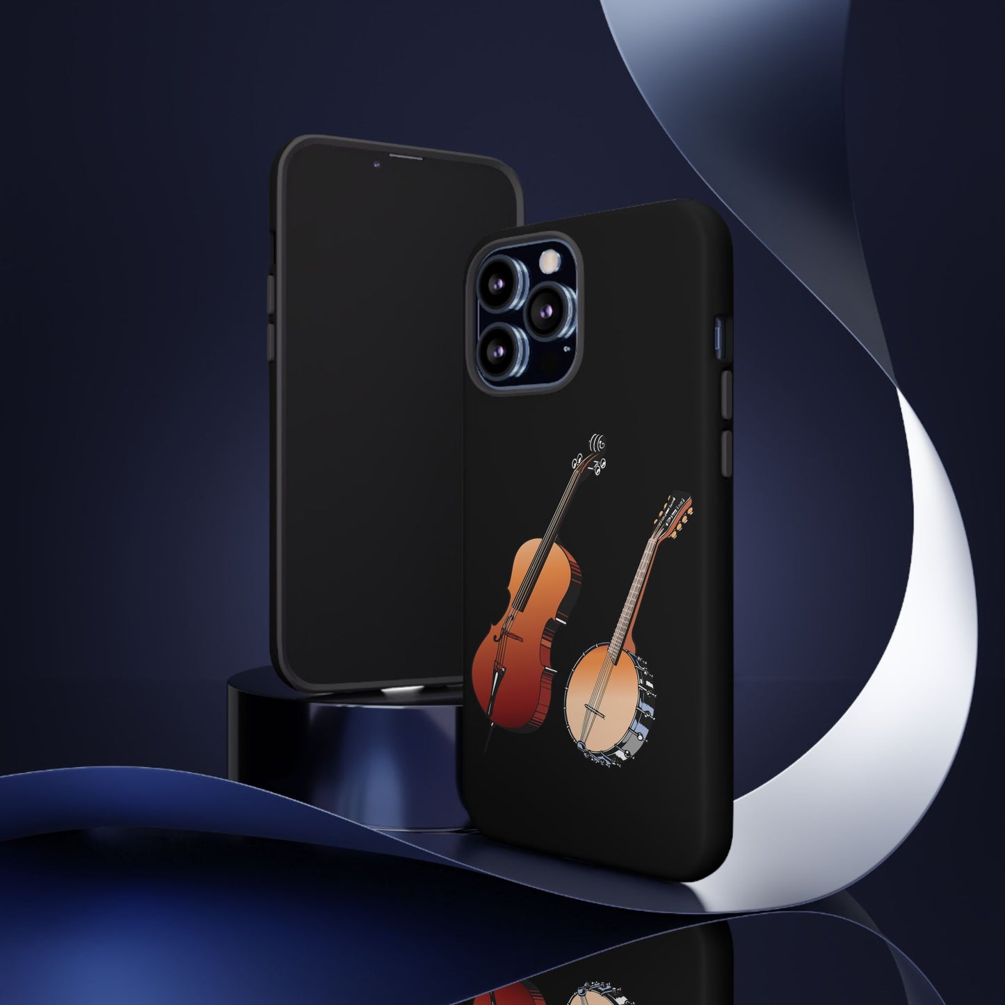 Musical Instrument Phone Case - Violin & Banjo Design, Music Lover Gift, Unique Phone Cover, Holiday Gift, Durable Tough Cases