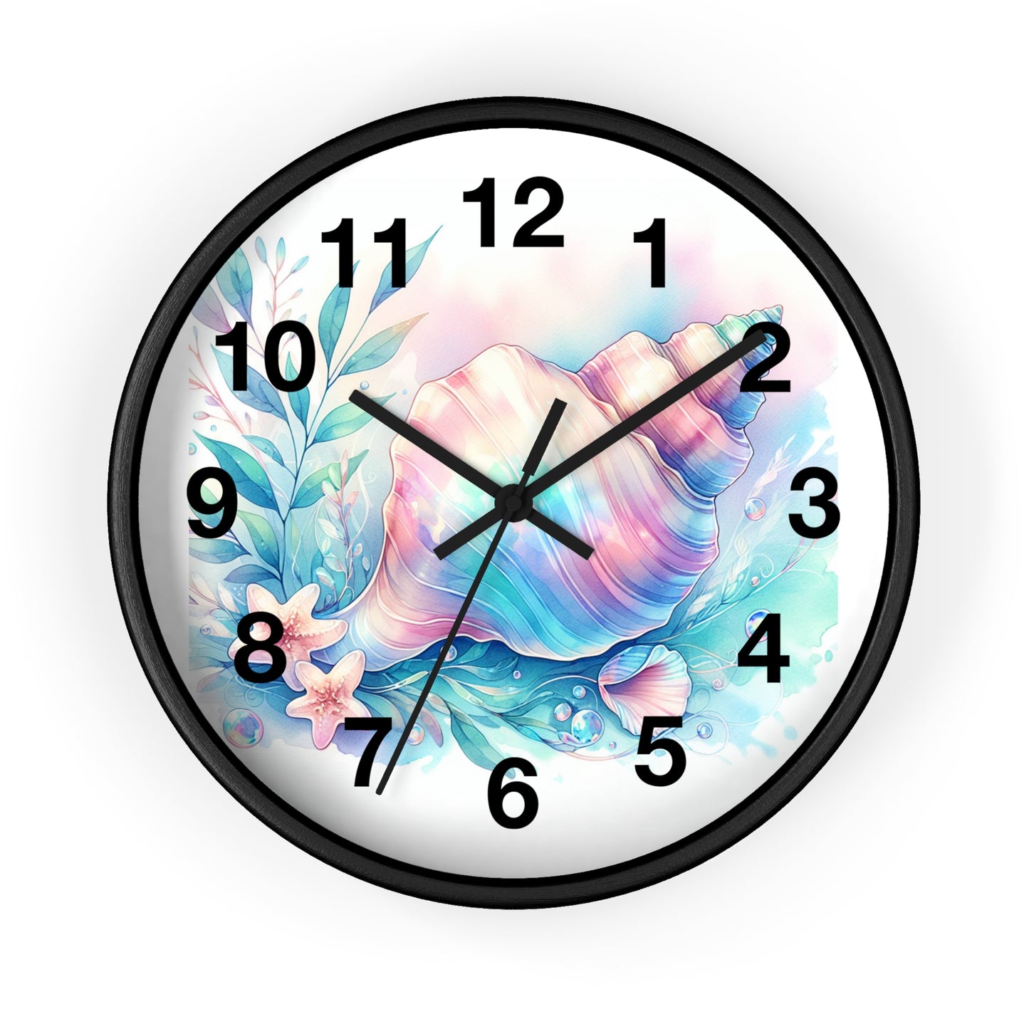 Seashell Pastel Wall Clock — Beachy Coastal Home Decor