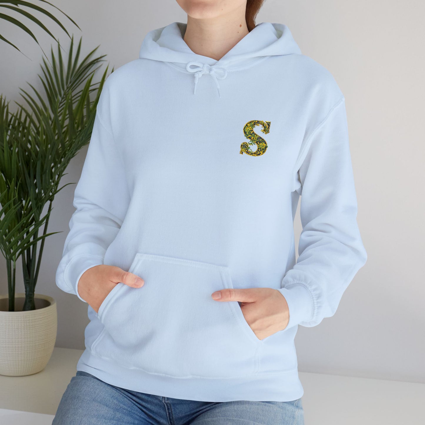 Floral S Initial Hoodie — Monogrammed Flower Letter Sweatshirt