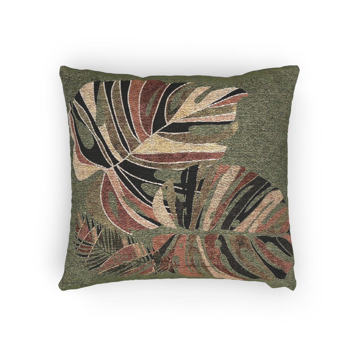 Handcrafted Woven Pillow with Tropical Leaf Design, Cozy Home Decor, Boho Pillow, Plant Lover Gift, Living Room Accent
