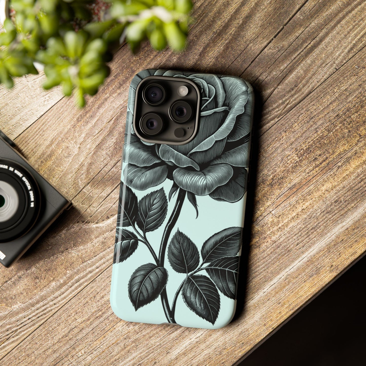 Elegant Floral Phone Case, Tough Cases for iPhones, Black Rose Design, Gift for Her, Stylish Phone Cover, Birthday Gifts