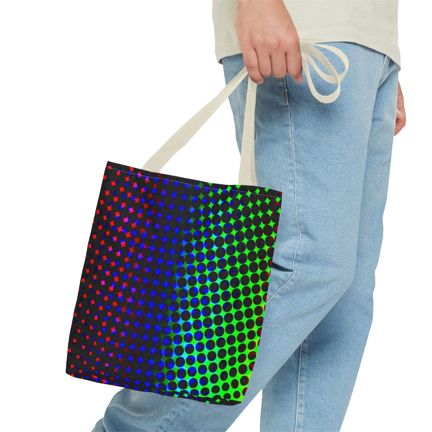 Vibrant Dot Print Tote Bag - Colorful Reusable Shopping Bag, Beach Tote
