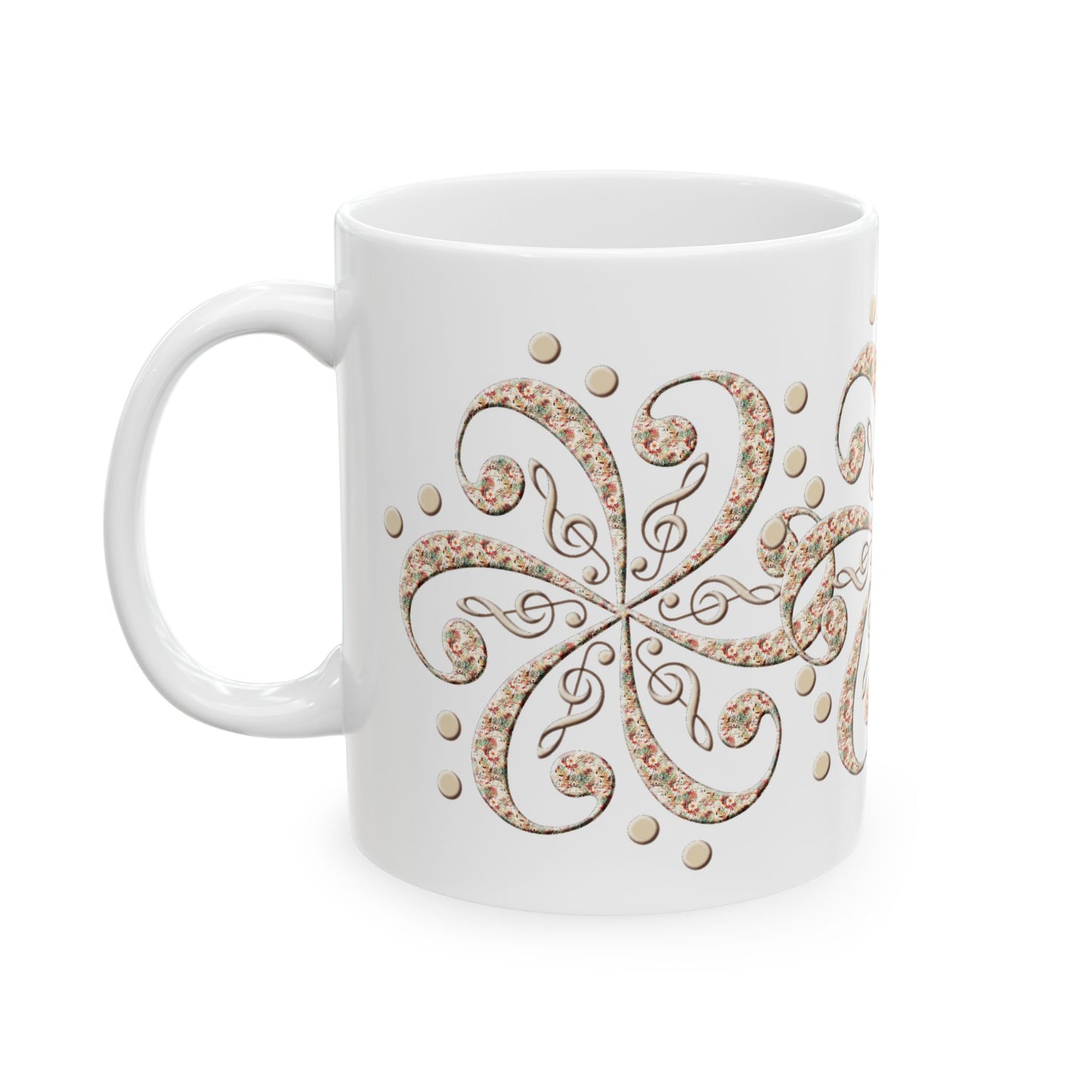 Musical Swirl Ceramic Mug - Perfect Gift for Music Lovers, Coffee Lover Unique Kitchen Decor, Relaxing Tea Time