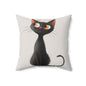 Cute Black Cat Throw Pillow — Whimsical Kitten Decorative Cushion