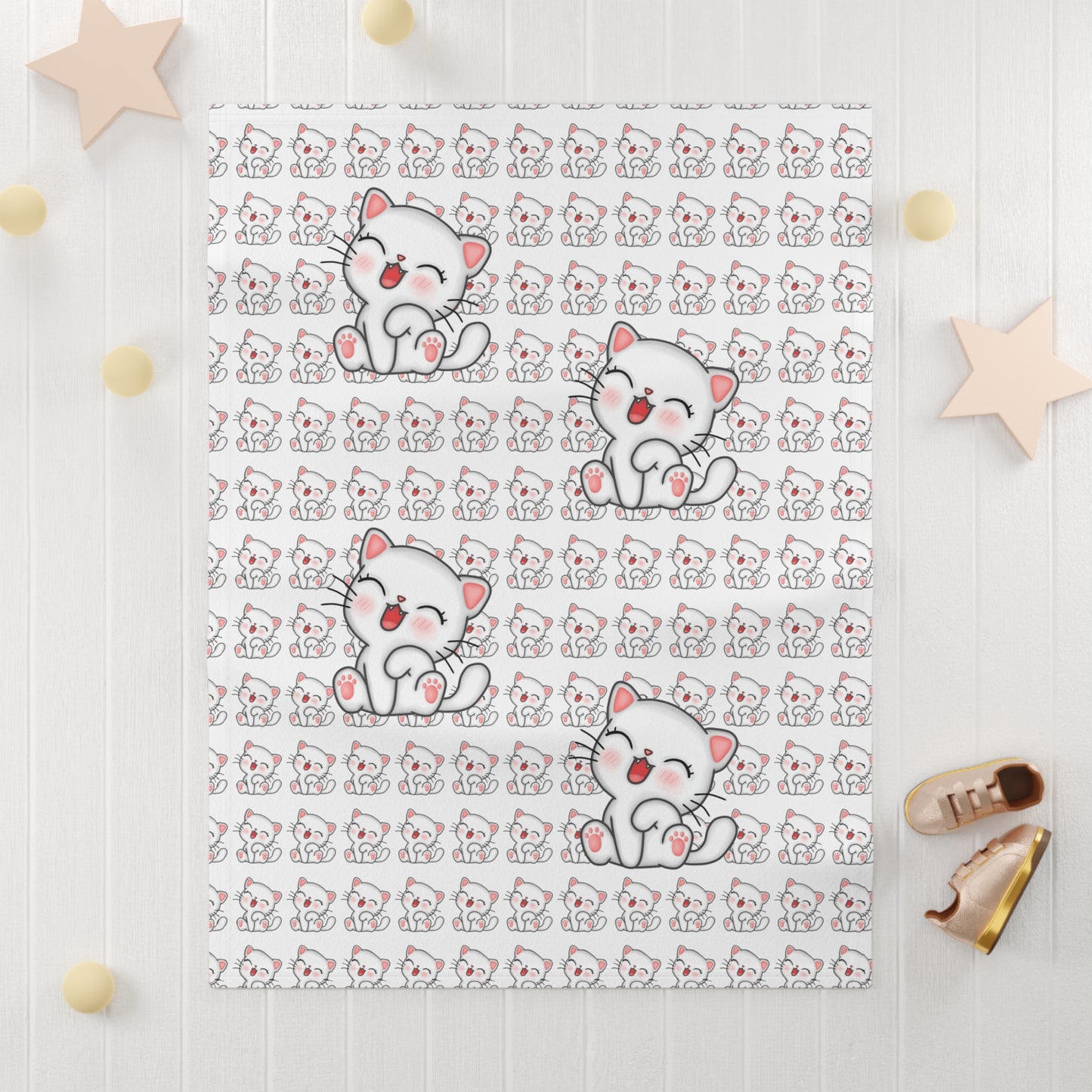 Soft Fleece Baby Blanket, Cute Kitty Cozy Throw, Nursery Decor, Baby Shower Gift, Infant Blanket, Soft Toddler Blanket