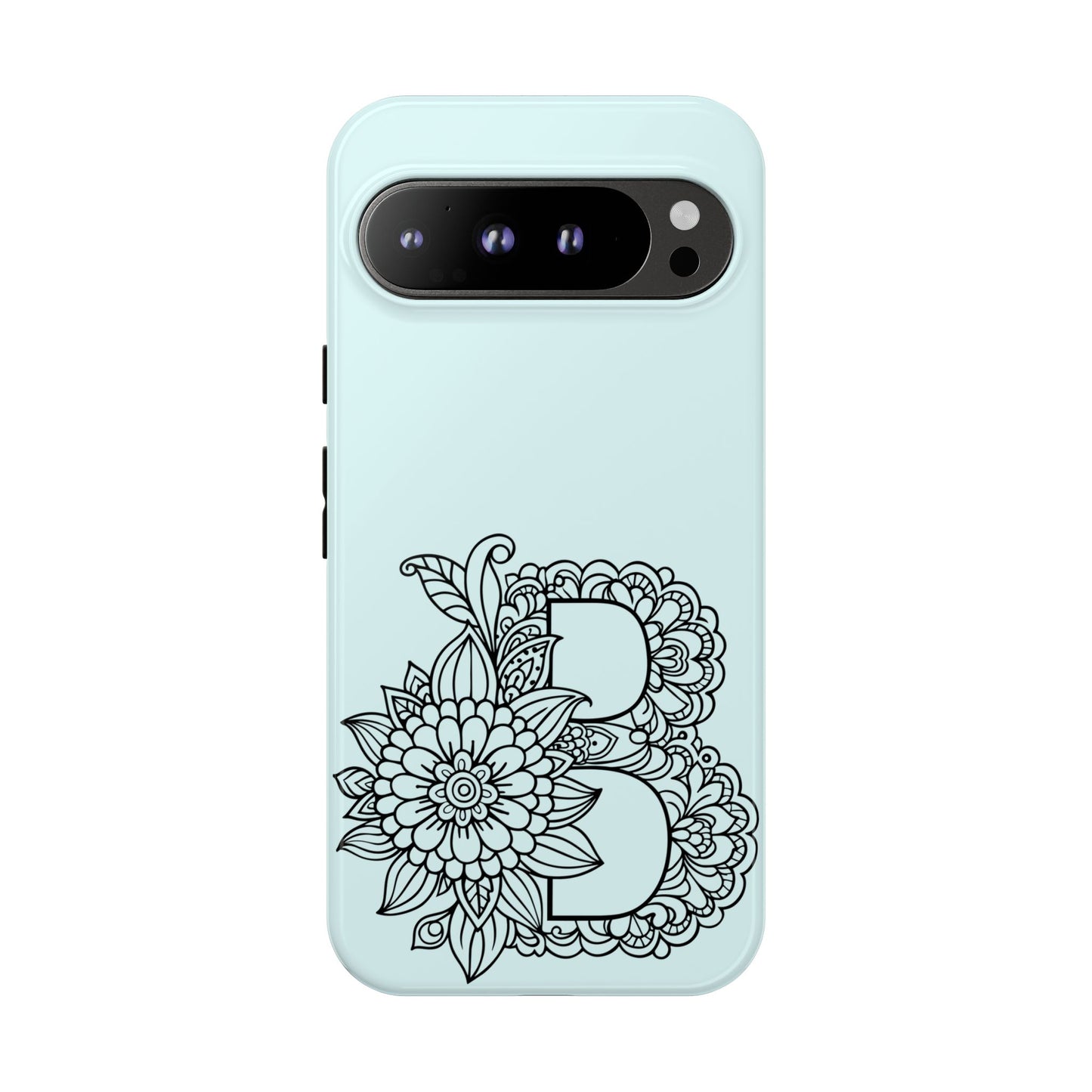 Personalized Tough Phone Case- Letter B, Floral Monogram Cell Phone Cover, Custom Protective Case, Unique Gift, Birthday, Graduation