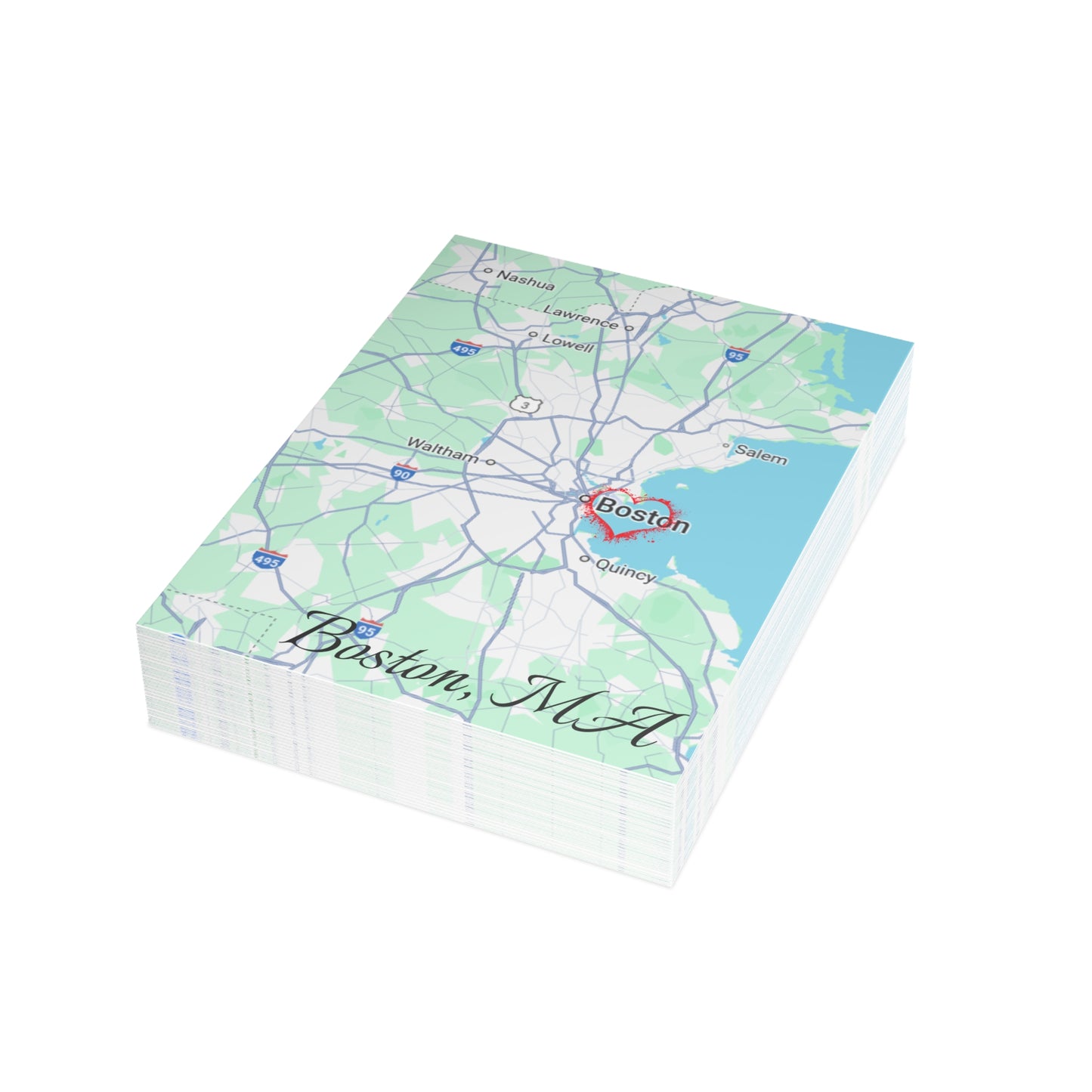 Boston Map Postcard Bundle - Personalized Travel Keepsake, Perfect for Souvenirs, Gifts, Wedding Invitations, or Event Thank You Cards