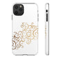 Elegant Floral Phone Case, Tough Cases, Gold Swirls, Stylish Protection, Trendy Gift, Chic Accessory