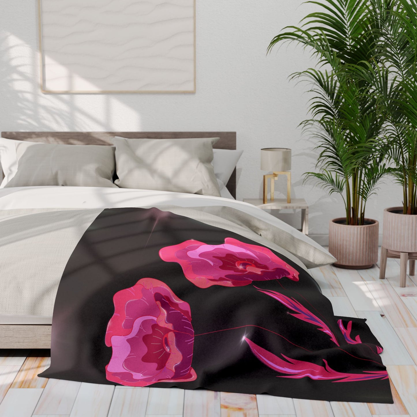 Vibrant Floral Arctic Fleece Blanket - Cozy Gift, Home Decor, Valentine's Day, Beach Blanket, Throw