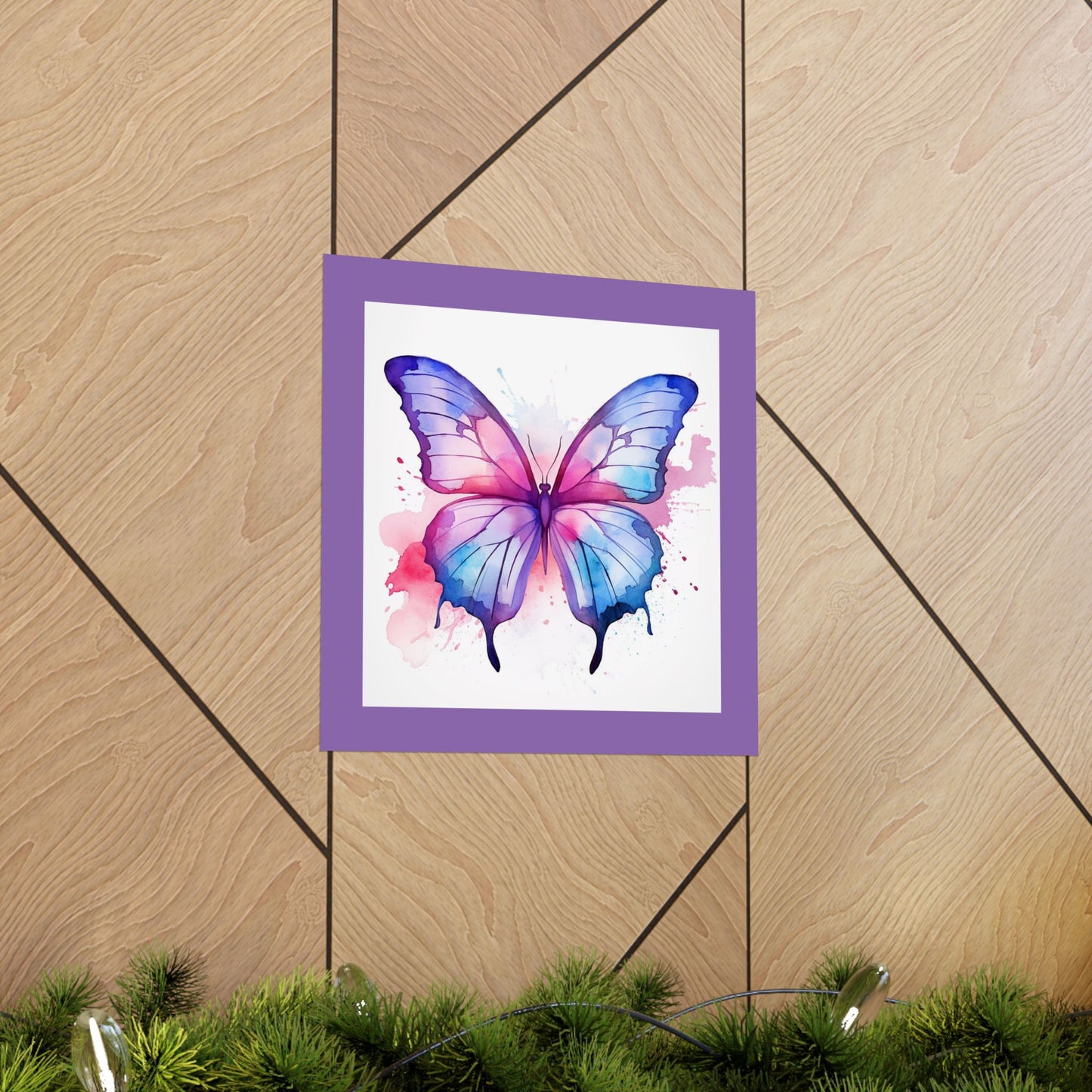 Butterfly Watercolor Matte Poster — Purple Vertical Art Print