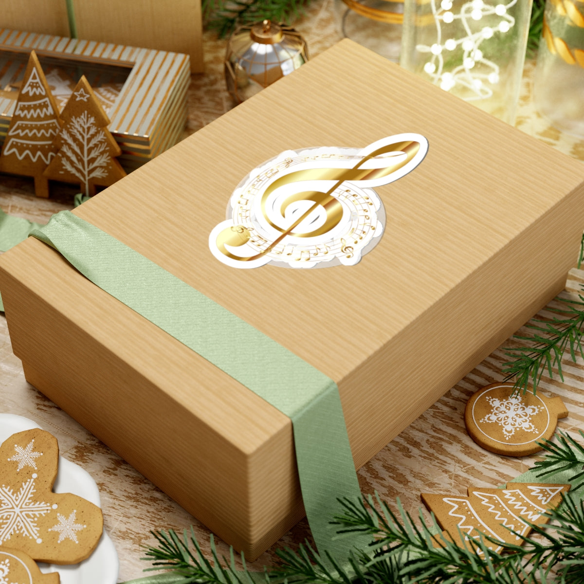 Elegant Musical Note Stickers, Gold Treble Clef, Decor for Musicians, Laptops, Journals, Gifts for Music Lovers