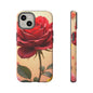 Floral Phone Case with Red Rose Design, Tough Phone Cover, Flower Print, Gift for Her, Stylish Accessory, Floral Aesthetic