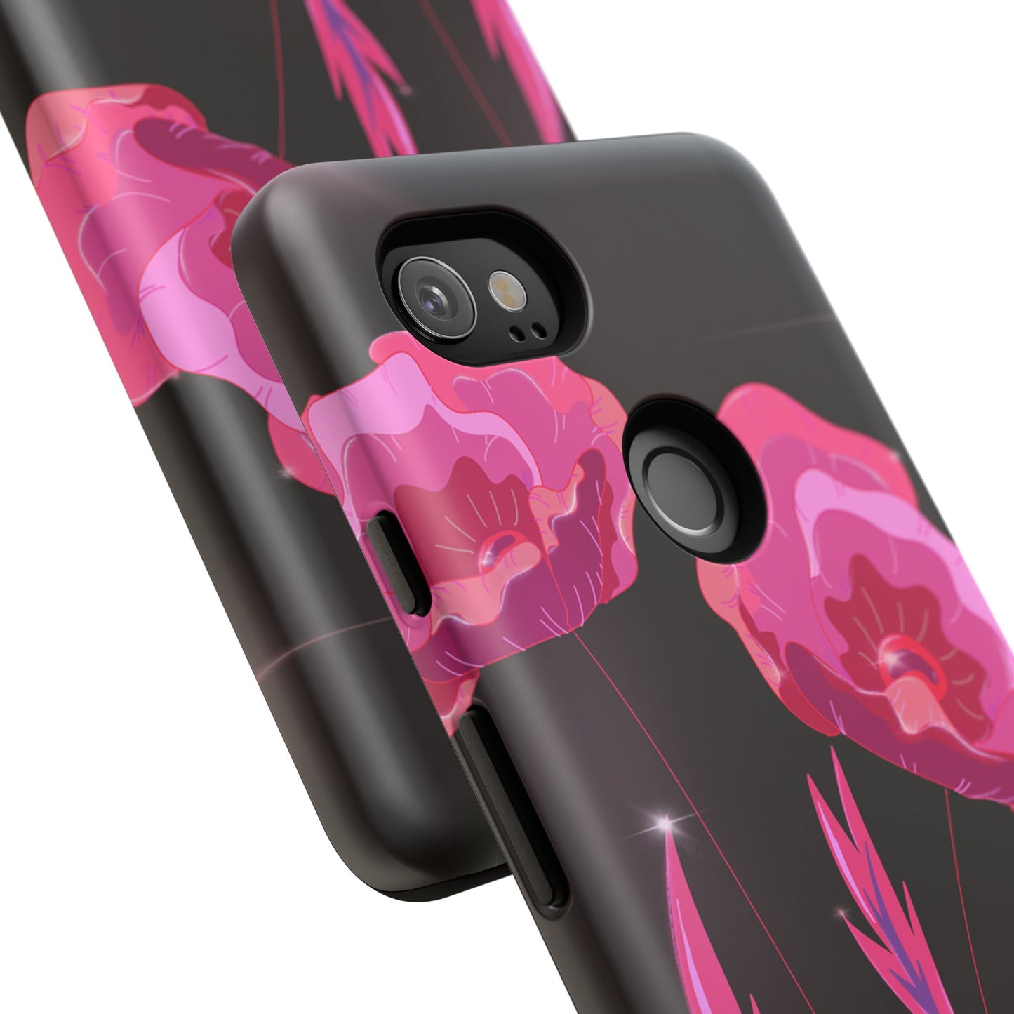 Floral iPhone Case | Tough Cases with Pink Poppy Design, Elegant Flower Phone Cover, Gift for Her, Spring Accessories, Chic Tech