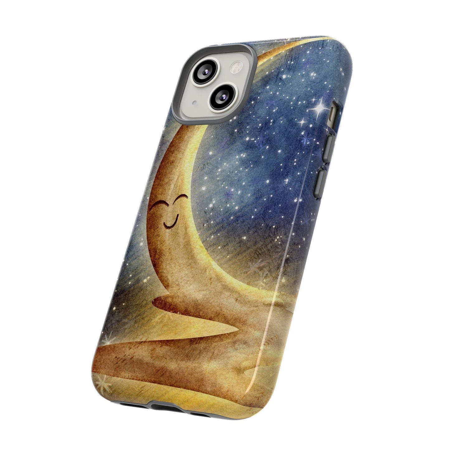 Moonlit Smile Phone Case — Starry Night Crescent Moon iPhone Cover