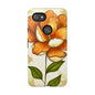Floral Phone Case with Orange Flower Design, Tough Phone Cover, Floral Gift, Stylish Tech Accessory, Nature Lovers, Spring Vibes