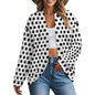 Women's Drop Shoulder Cardigan Black Polka Dots