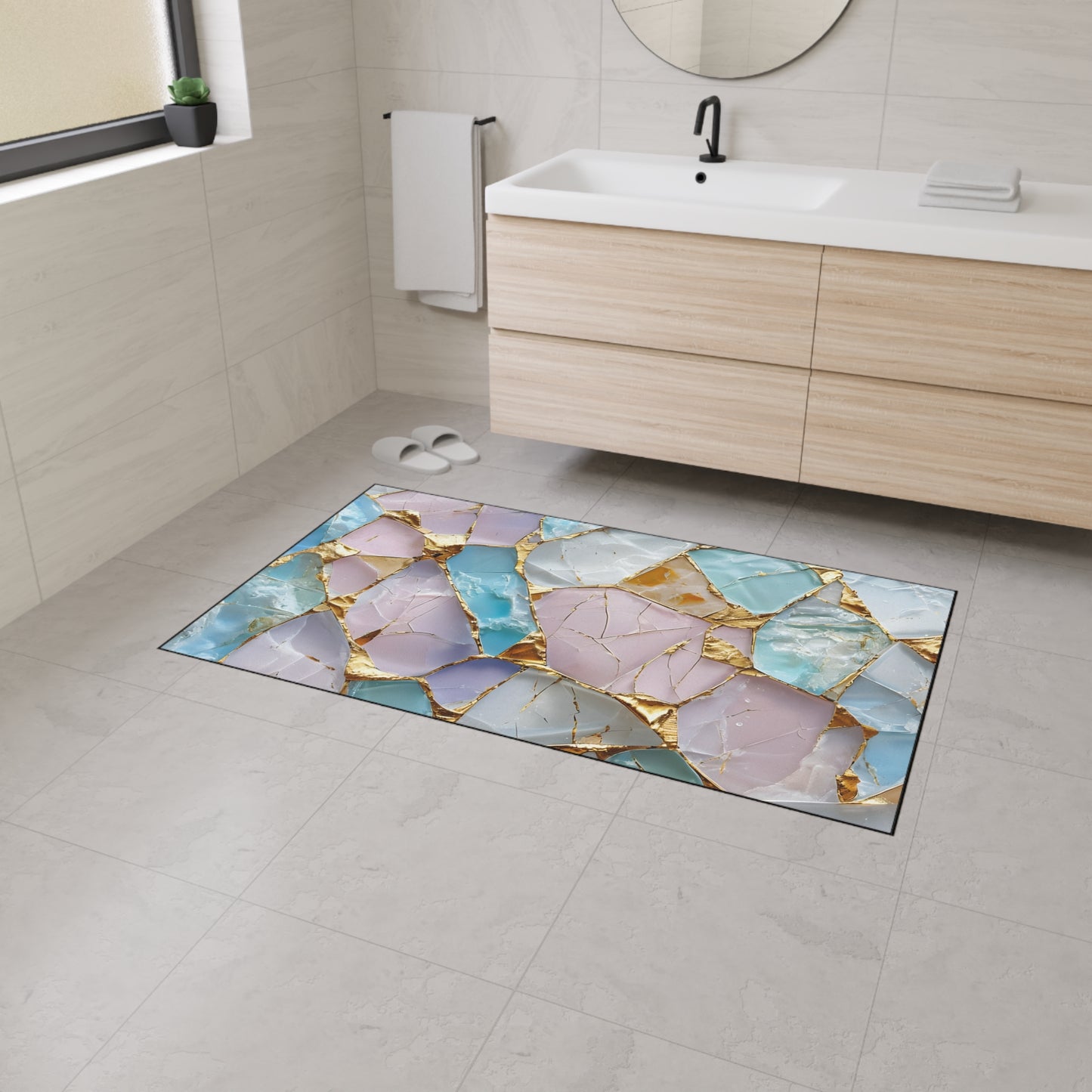 Elegant Geode Floor Mat, Luxurious Entrance Rug,  Non-Slip