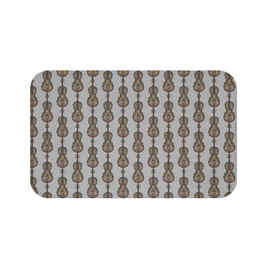 Musical Bath Mat - Vintage Violin Design, Musical Home Decor, Bathroom Accessory, Gift for Musicians, Shower Mat