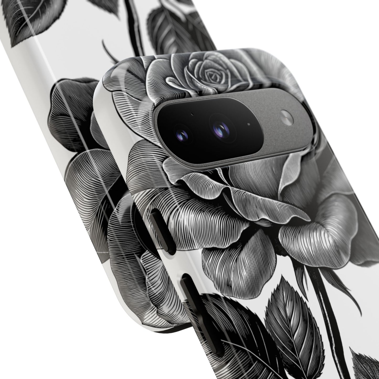Elegant Floral Phone Case - Tough Cases, Black Rose Design, Floral Phone Cover, Stylish Phone Accessory, Gift for Her, Mother's Day