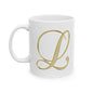 Gold Script Love Ceramic Mug — Elegant Valentine's Day Coffee Cup (11oz, 15oz)