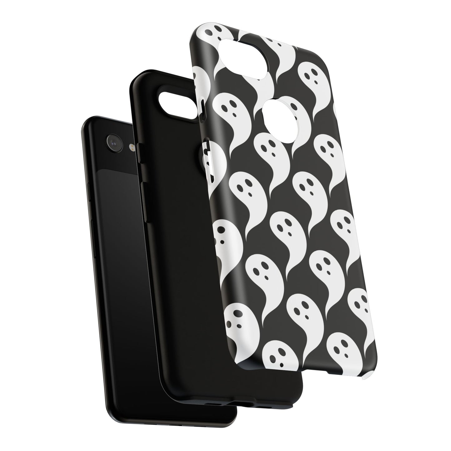Ghost Pattern Phone Case, Cute Ghost Cell Phone Cover, Halloween Accessory, Spooky Gift, Black and White Phone Case