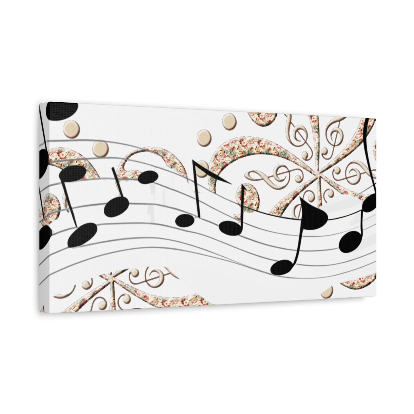 Musical Note Canvas Art, Floral Decor for Home, Music Lover Gift, Wall Art for Musicians, Unique Gift Idea