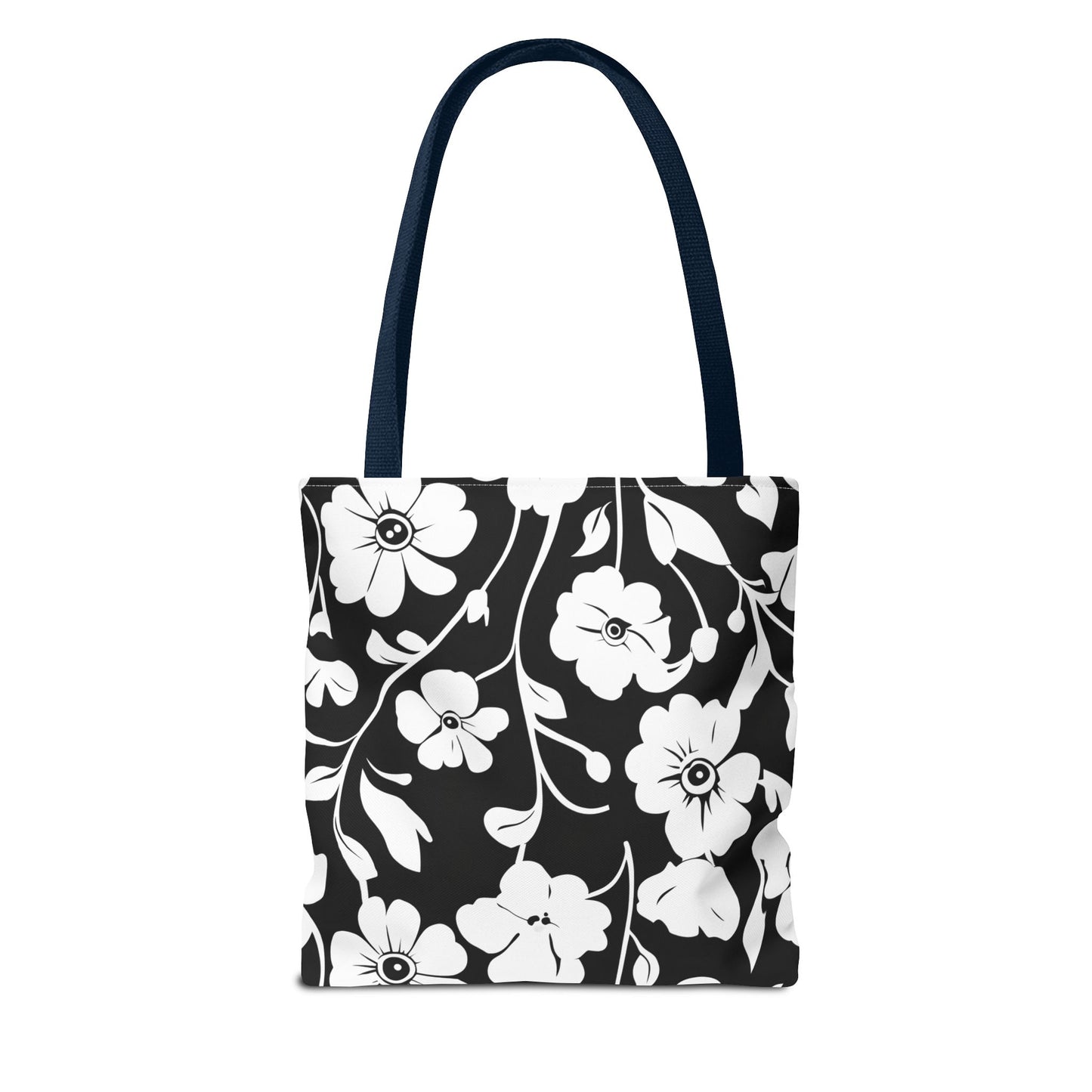 Elegant Floral Tote Bag, Black and White Tote, Eco-Friendly Shopping Bag