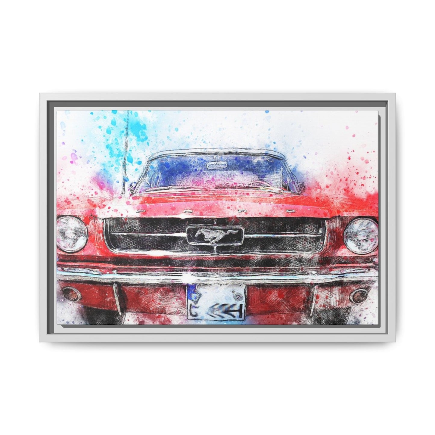 Matte Canvas, Framed Mustang Car