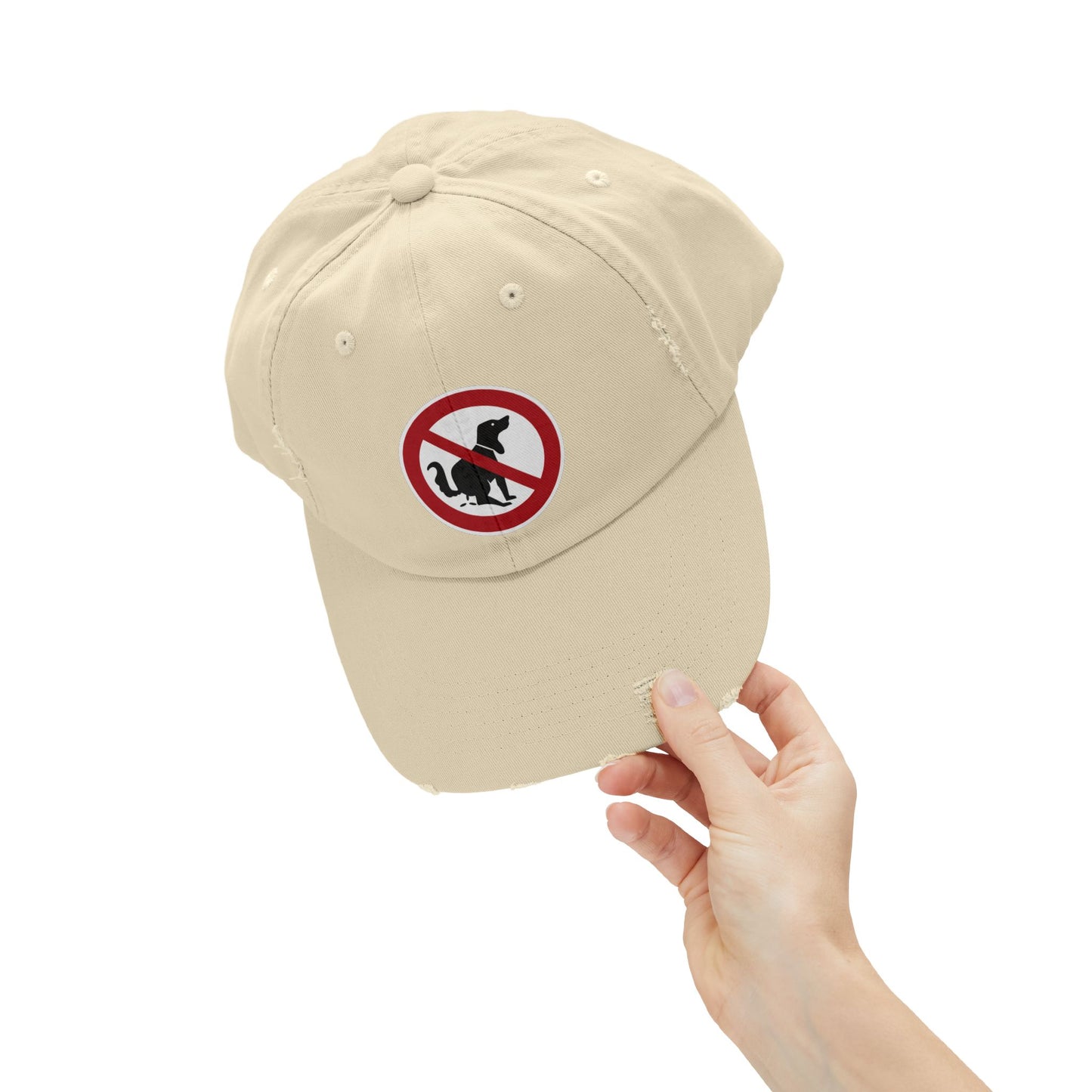Unisex Distressed Cap with No Dogs Allowed Design | Casual Wear, Dog Owners Gift, Trendy Cap for Pet Lovers, Outdoor Style