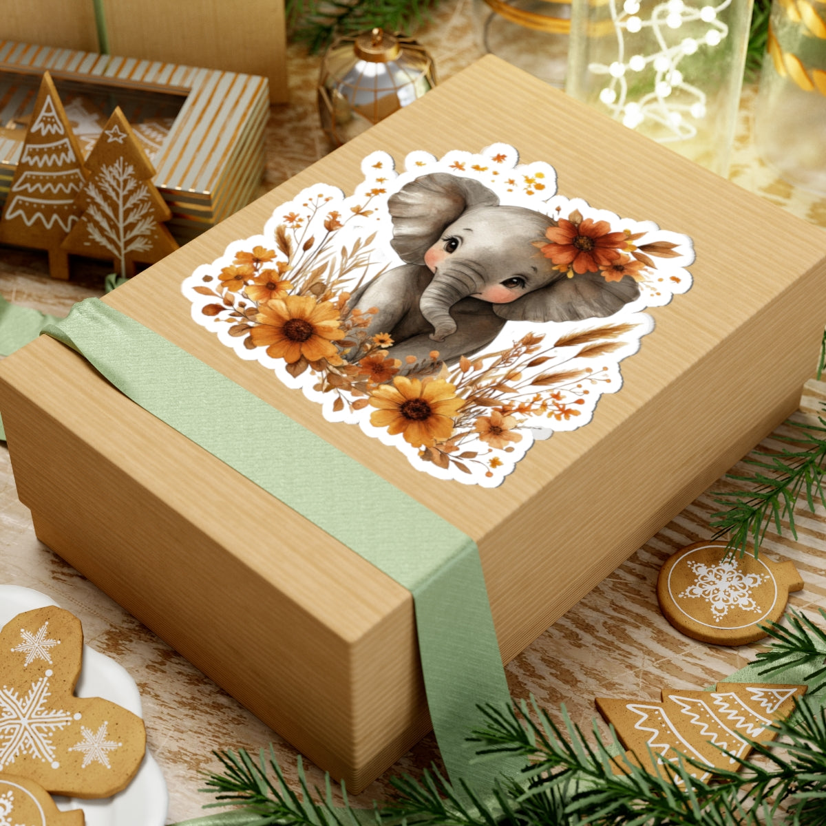 Adorable Elephant Kiss-Cut Stickers | Cute Animal Decor for Laptops, Water Bottles, Journals | Perfect Gifts for Kids and Animal Lovers