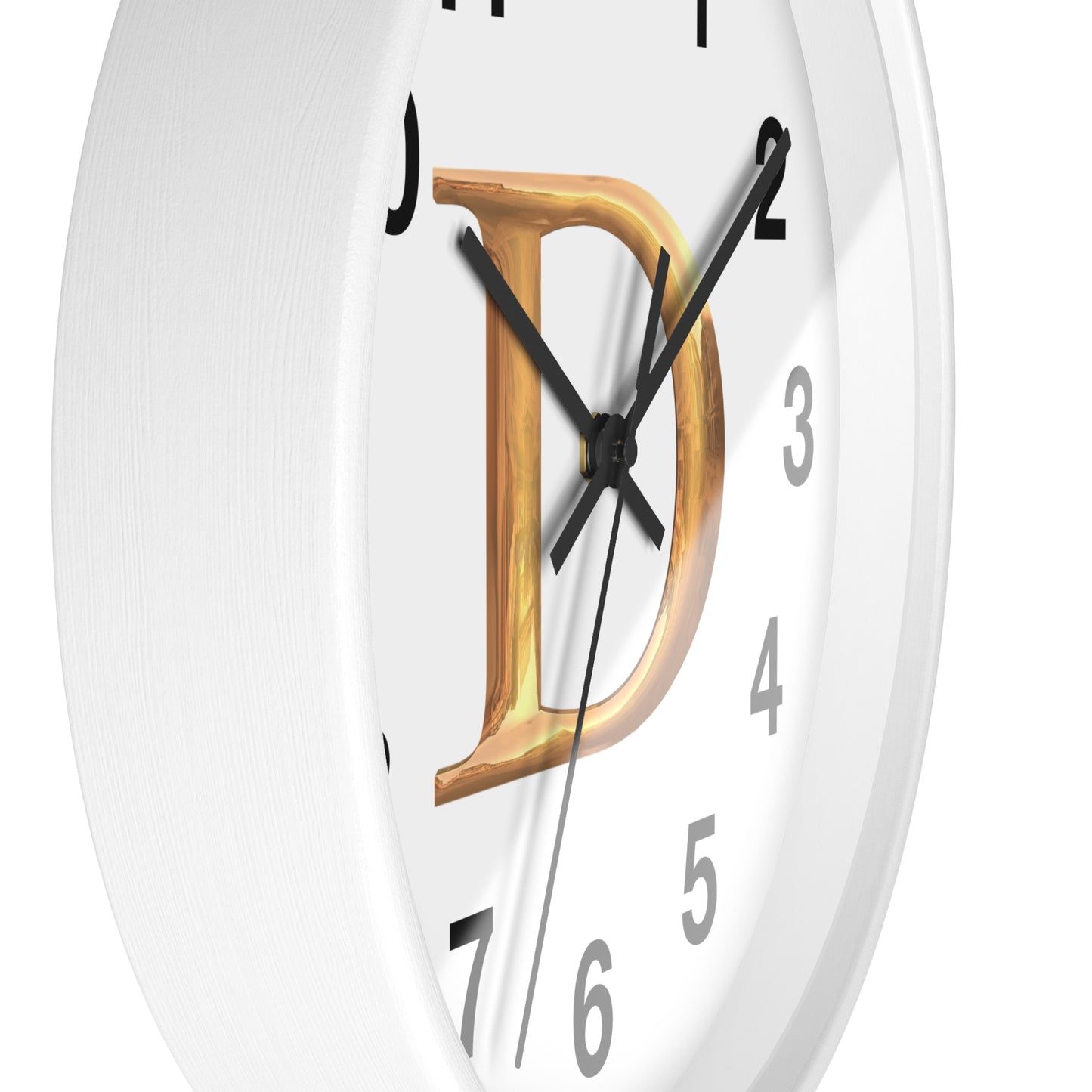 Elegant Initial D Wall Clock, Personalized Home Decor, Modern Timepiece, Gift for Her, Study Room Wall Art, Unique Design