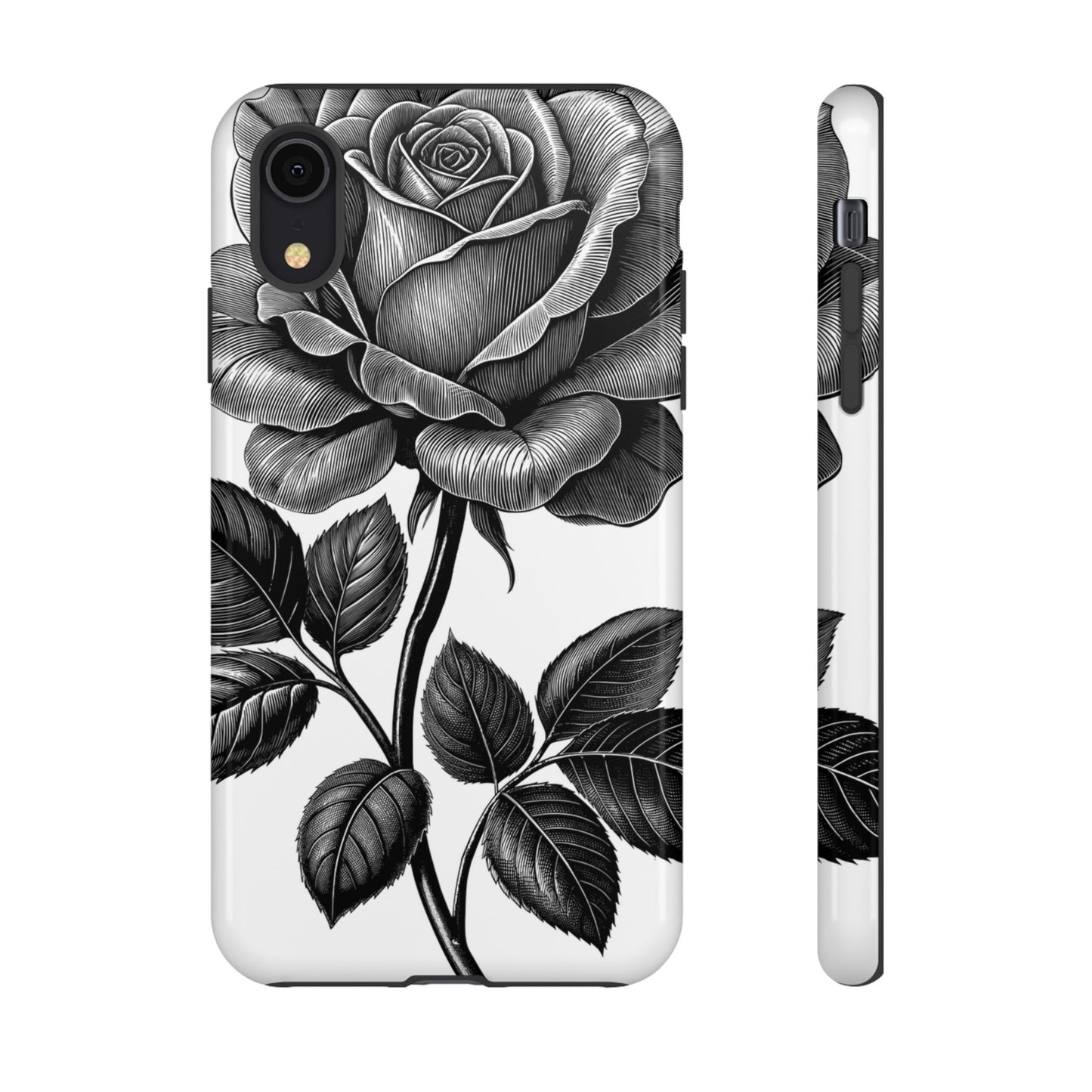 Elegant Floral Phone Case - Tough Cases, Black Rose Design, Floral Phone Cover, Stylish Phone Accessory, Gift for Her, Mother's Day