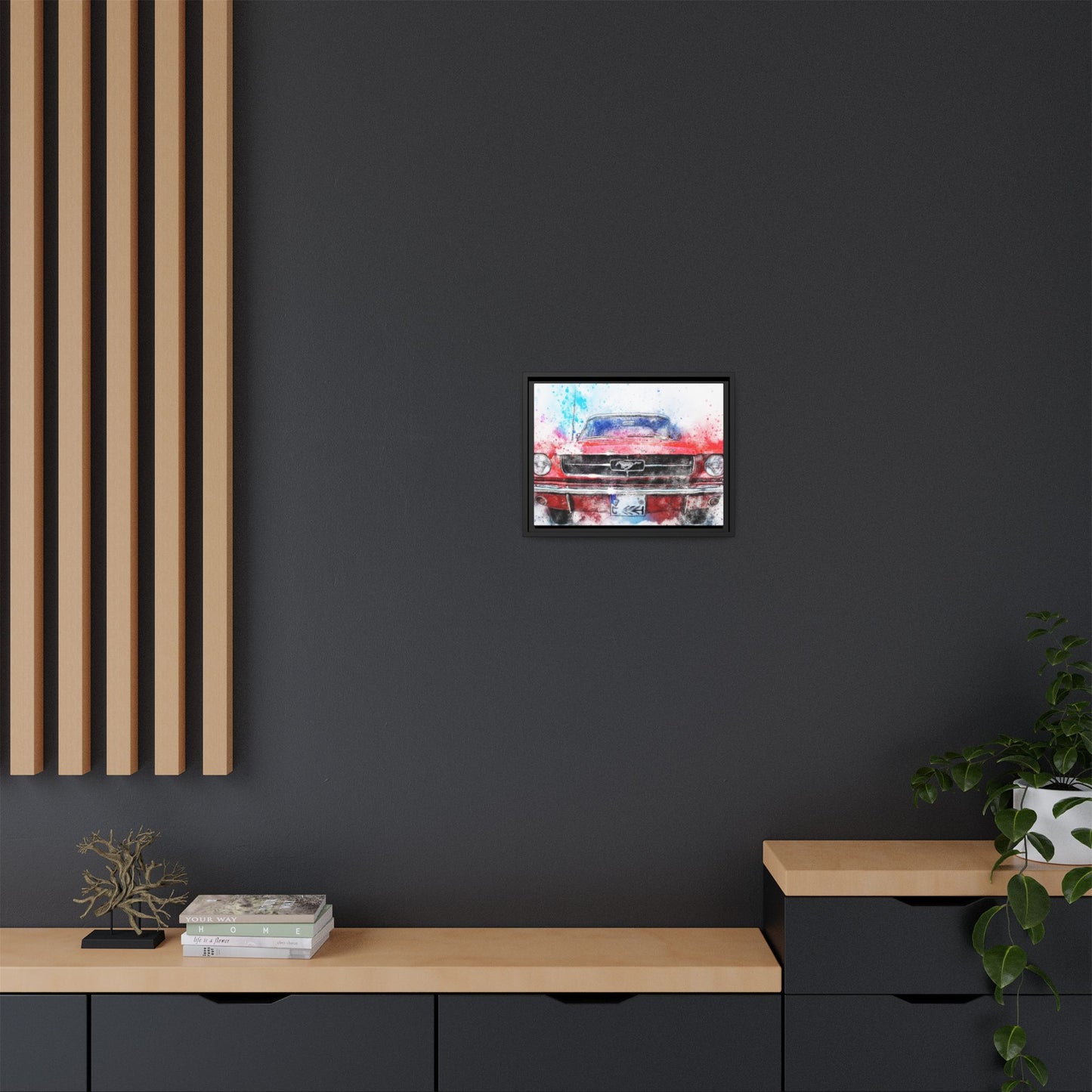 Matte Canvas, Framed Mustang Car