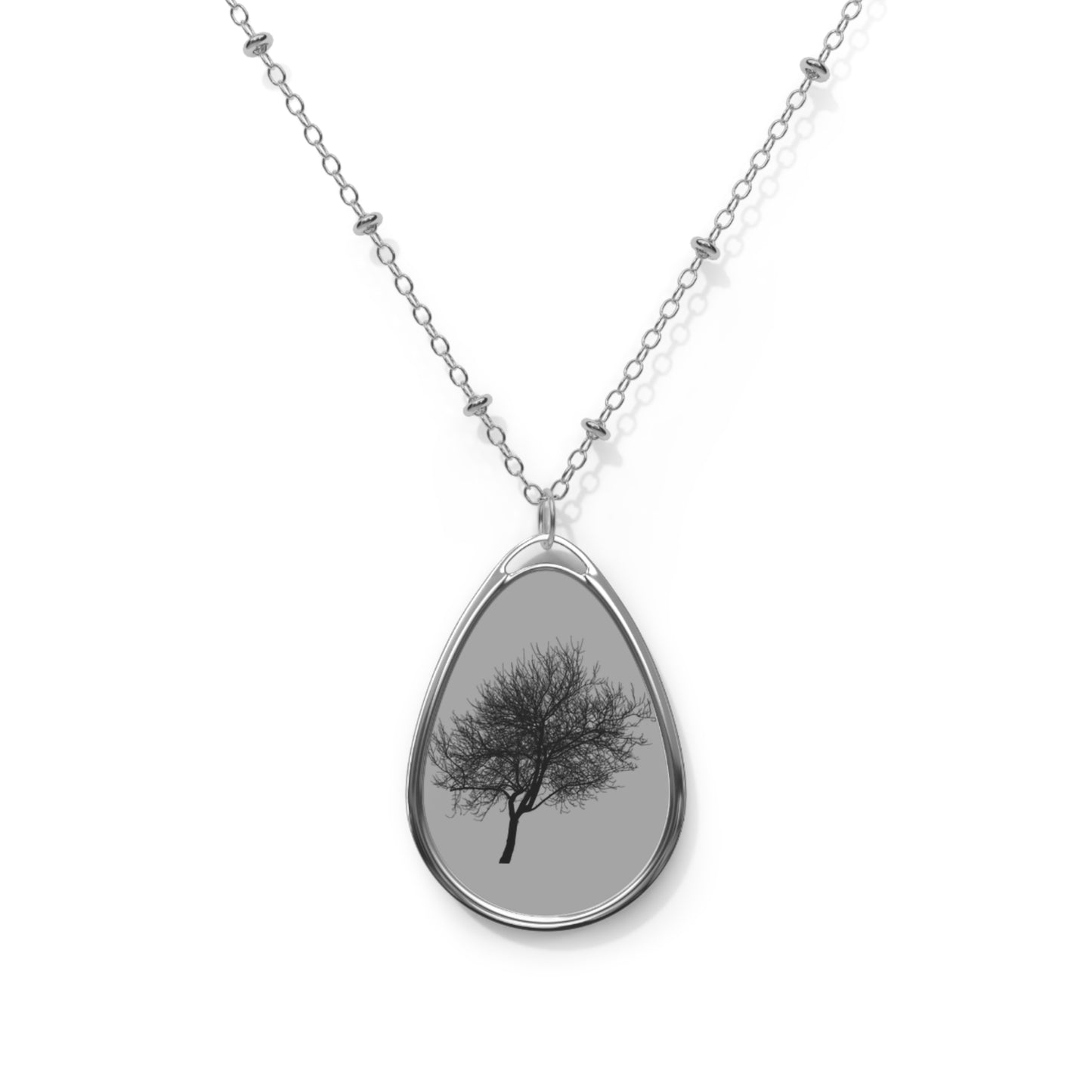 Nature-Inspired Oval Necklace, Minimalist Jewelry, Tree Pendant, Gift for Nature Lovers, Eco-Friendly Accessory, Simple Everyday Wear