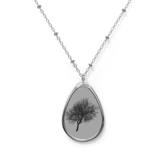 Nature-Inspired Oval Necklace, Minimalist Jewelry, Tree Pendant, Gift for Nature Lovers, Eco-Friendly Accessory, Simple Everyday Wear