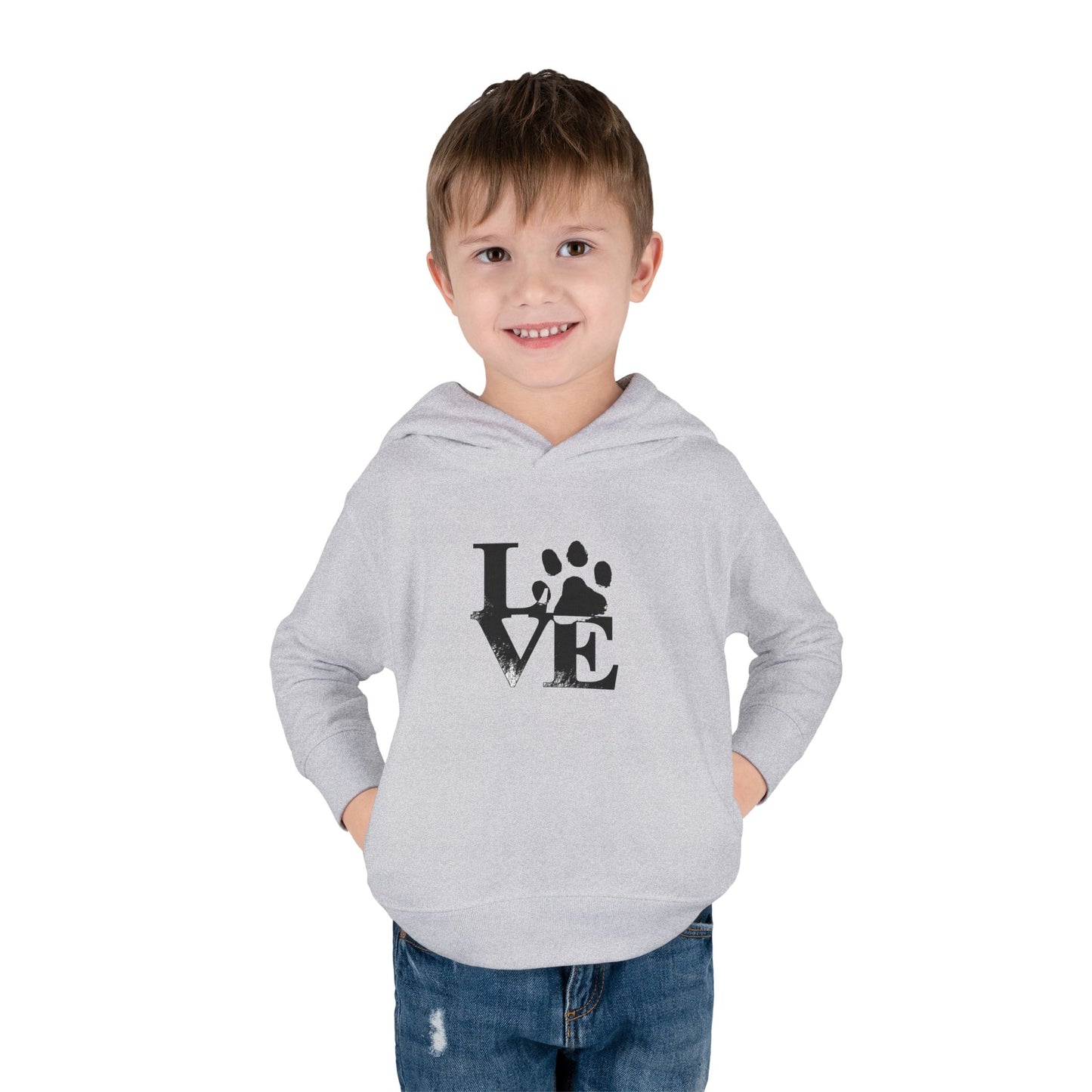 Paw Print Love Toddler Fleece Hoodie, Cute Kids Sweatshirt, Animal Lover Gift, Pet Lover Apparel, Cozy Toddler Hoodie