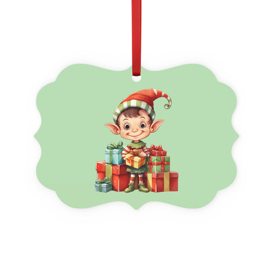 Christmas Elf Metal Ornament, Holiday Decoration, Gift Tag, Tree Decor, Unique Keepsake, Festive Charm