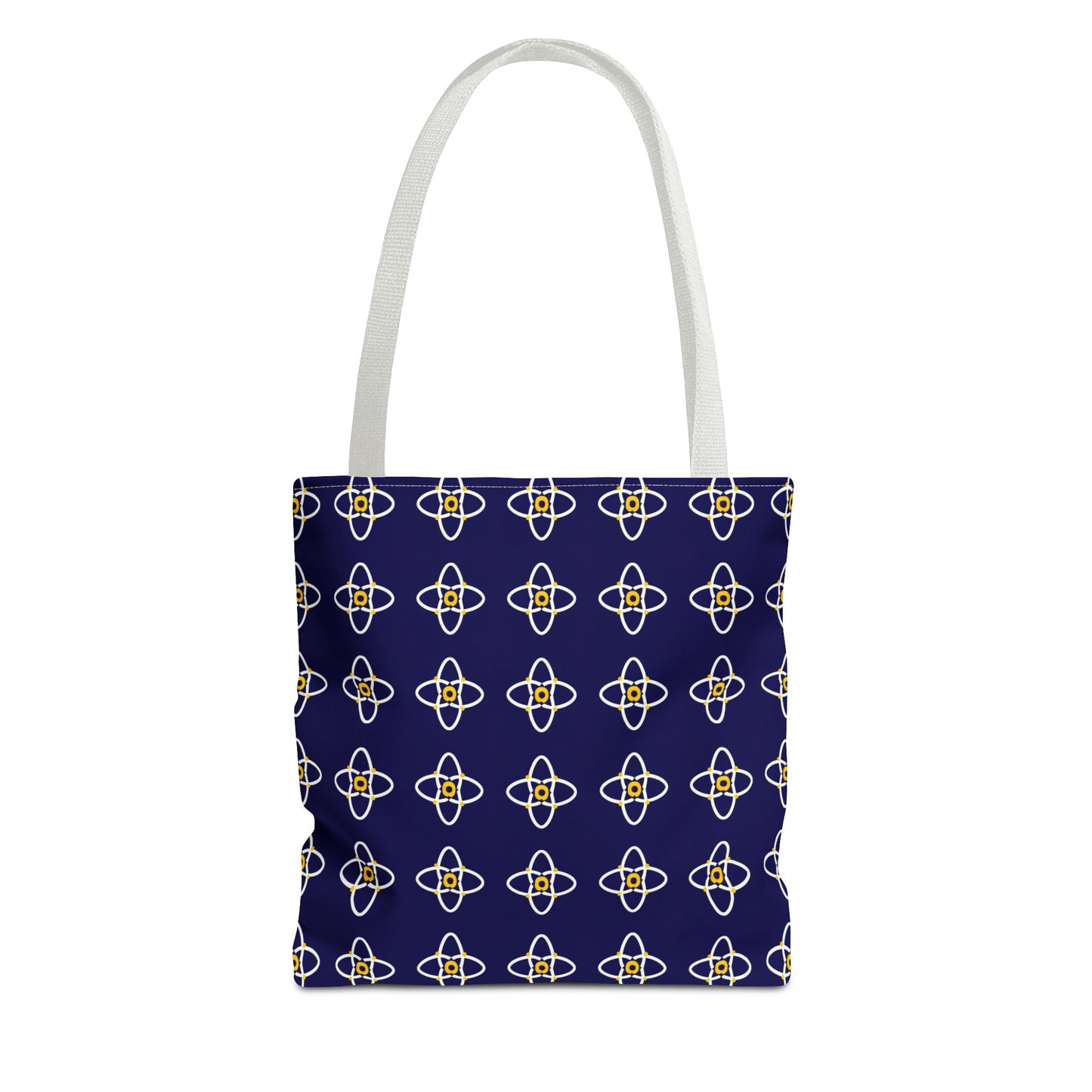 Navy Geo Floral Pattern Tote Bag — Reusable Everyday Shopping Tote