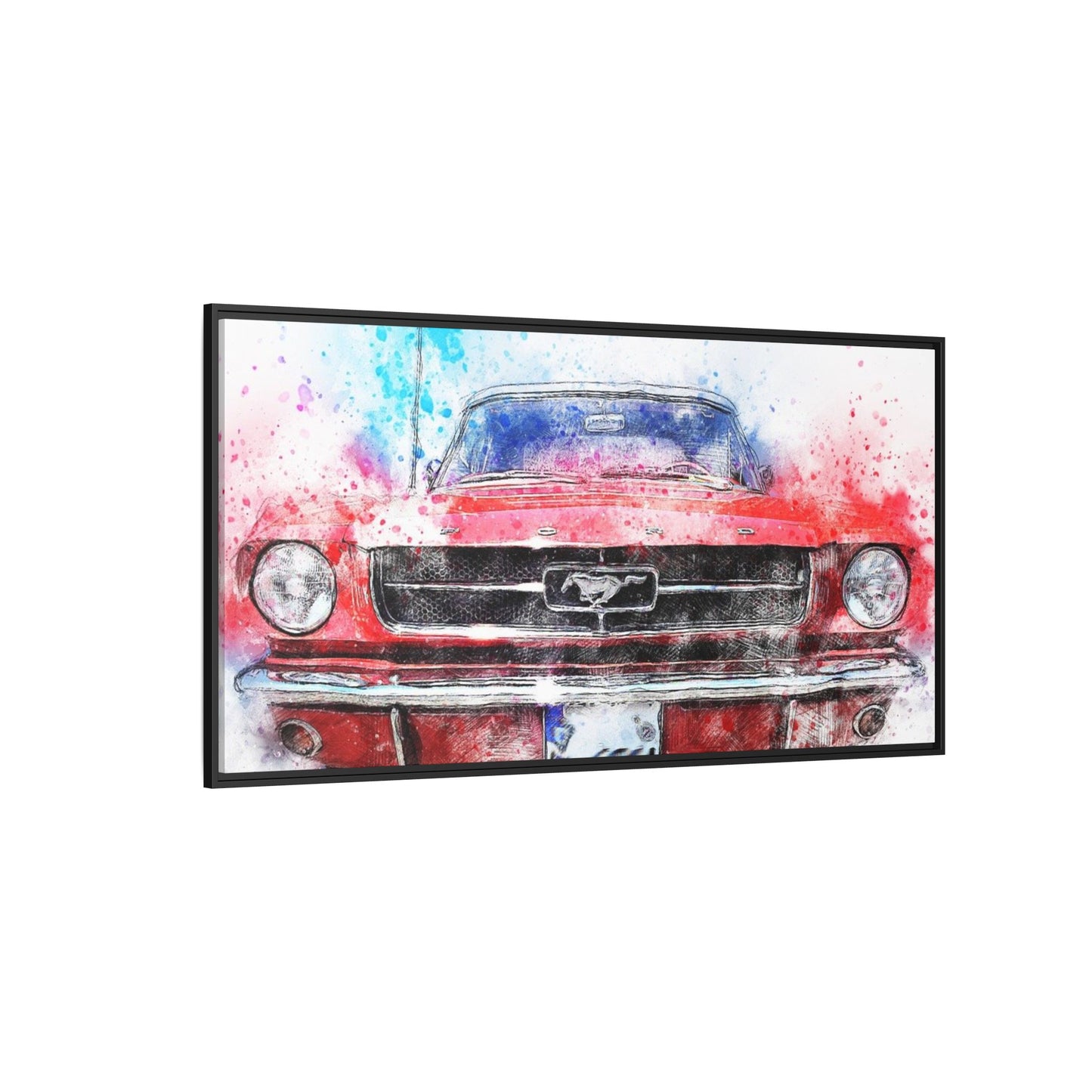 Matte Canvas, Framed Mustang Car