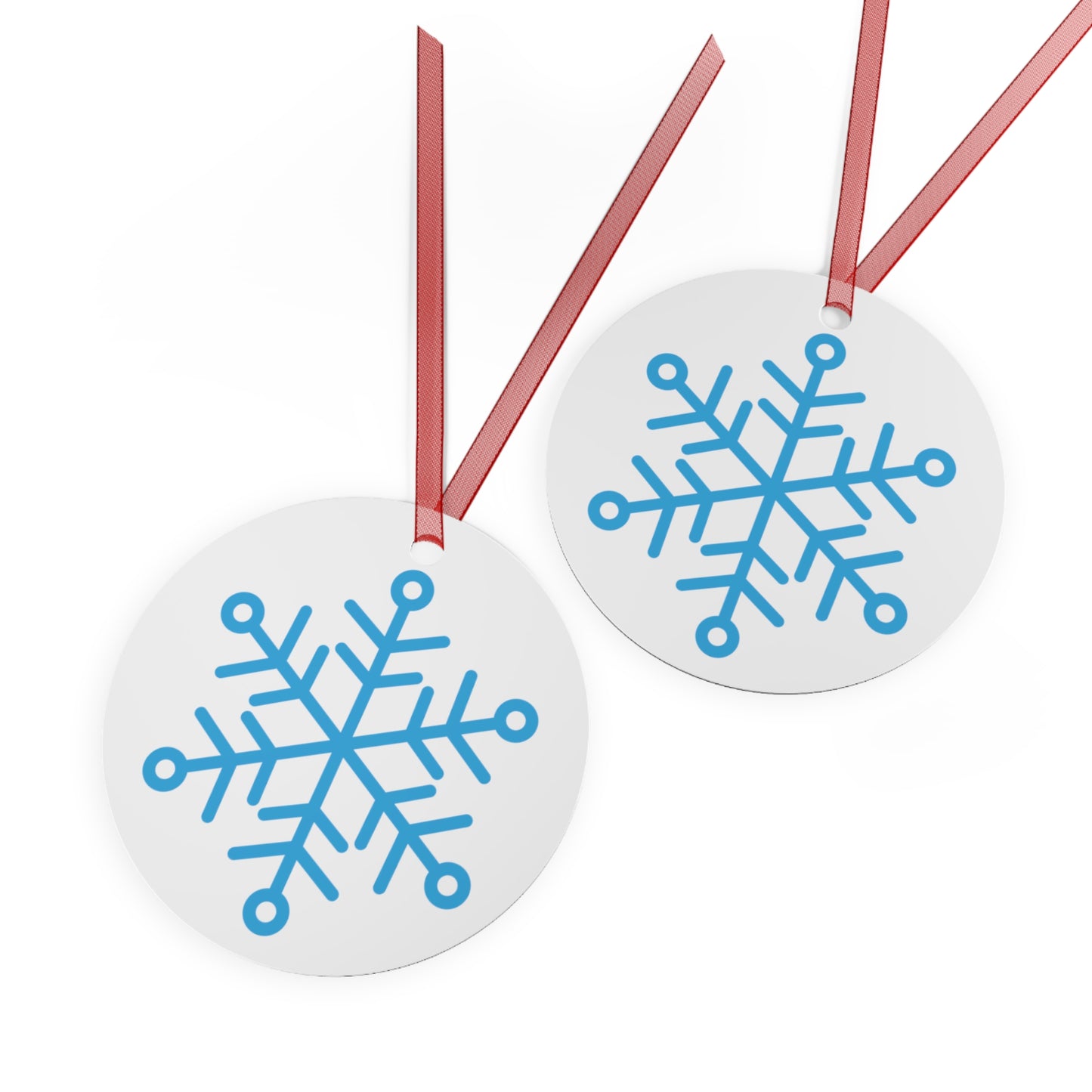 Snowflake Metal Ornament — Blue Snow Holiday Tree Decoration