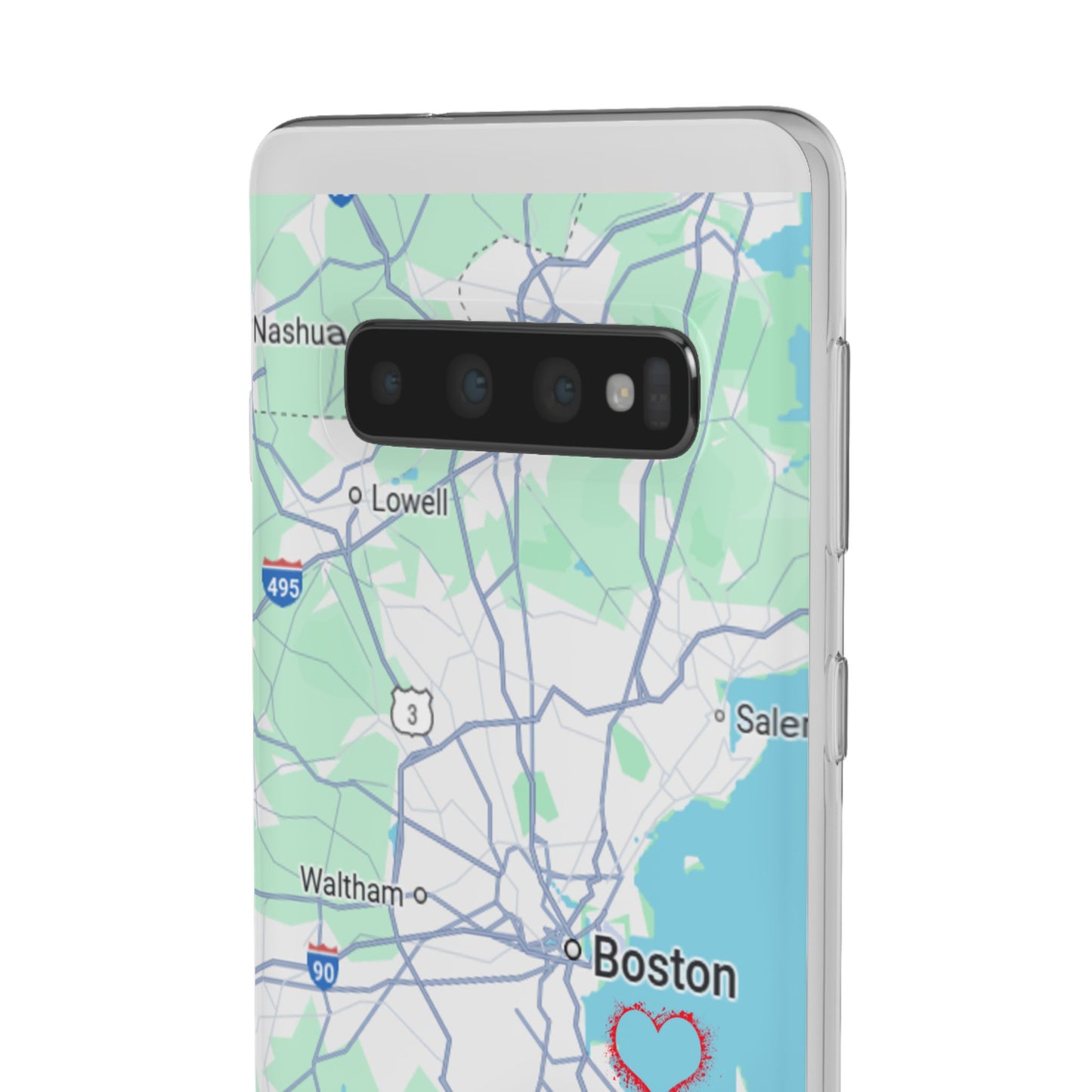 Boston Map Flexi Case for iPhone, Custom Location Phone Case, Unique Gift, Boston Heart Design, Travel Lover Accessory