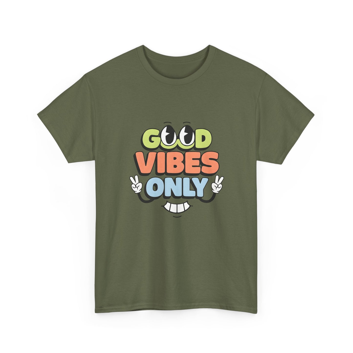 Good Vibes Only Unisex Heavy Cotton Tee, Casual Tee, Positive Message Shirt, Summer Fashion, Gift for Friends, Outdoor Wear