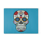 Decorative Glass Cutting Board with Colorful Sugar Skull Design