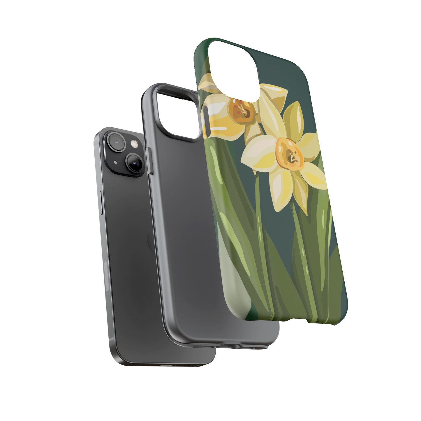 Floral Phone Case - Yellow Daffodil Design, Tough Phone Cover, Spring Decor, Floral Gift, Nature-Inspired Accessories