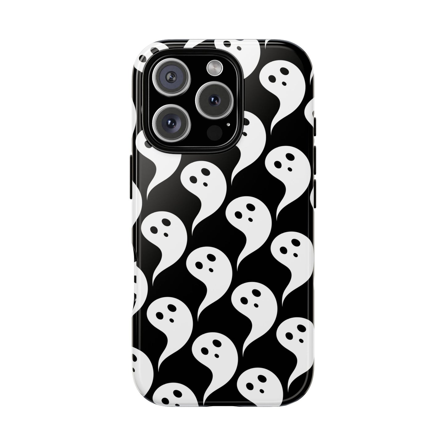 Ghost Pattern Phone Case, Cute Ghost Cell Phone Cover, Halloween Accessory, Spooky Gift, Black and White Phone Case