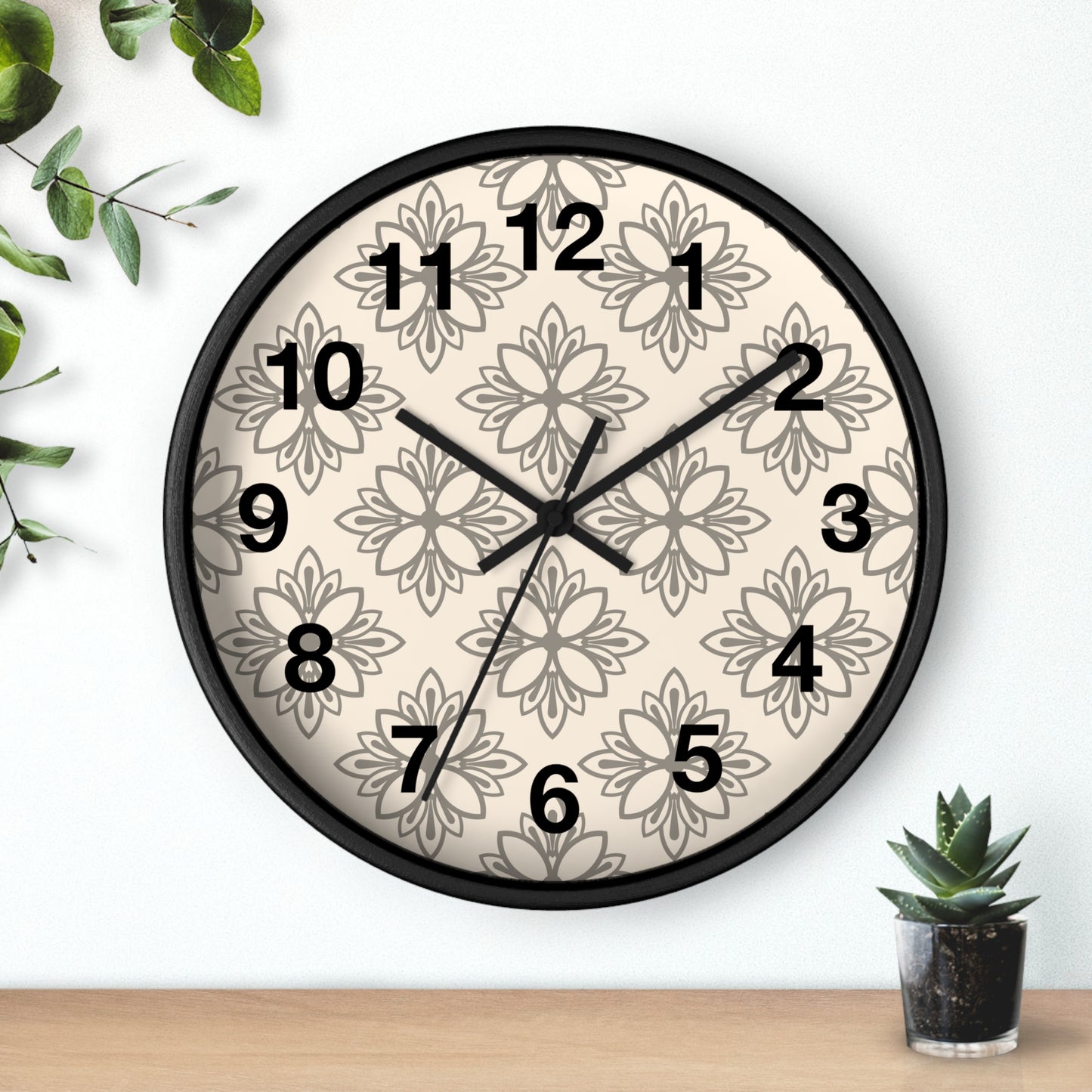 Elegant Floral Wall Clock - Home Decor, Modern Timepiece, Gift for Her, Office Decor, Living Room Accent