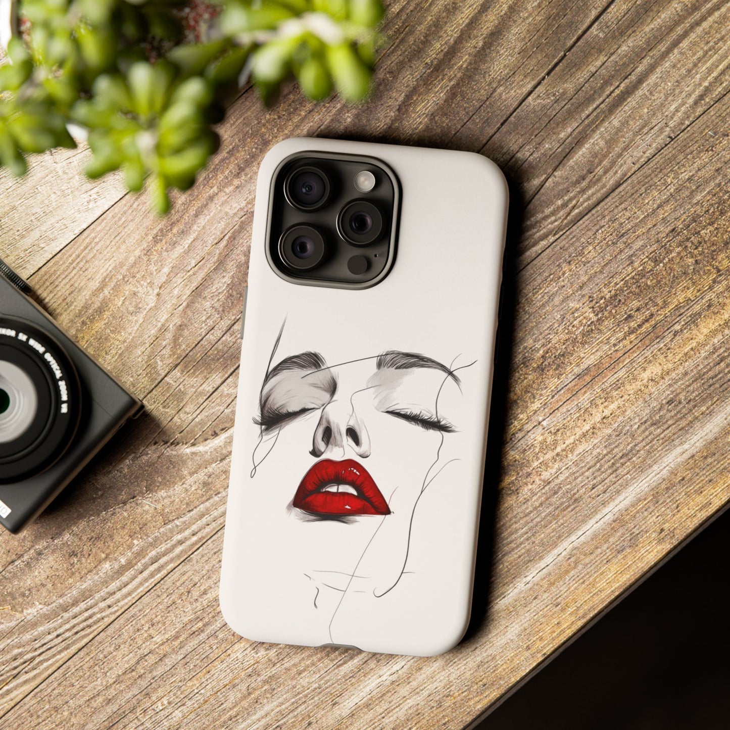 Stylish Phone Case with Artistic Lip Design, Femme Tech Accessory, Trendy Device Cover, Gift for Her, Unique Phone Accessories